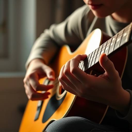 Image of a person playing an acoustic guitar.